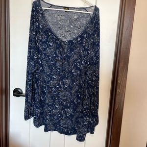Lee Riders Blue long sleeve tunic, size 3X EUC